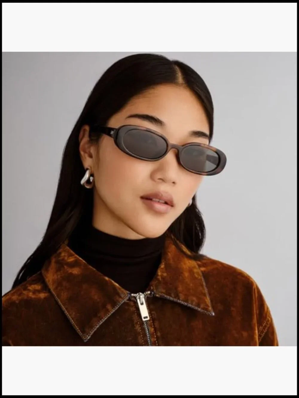 Unisex Oval Sunglasses - Tort Frame, Green Lenses, Micro 90s Style